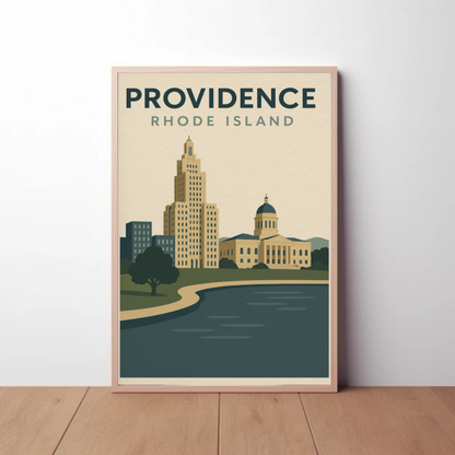 Providence Rhode Island Vintage Skyline Travel Poster