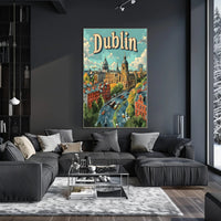 Dublin Illustrated Urban Landscape Travel Poster