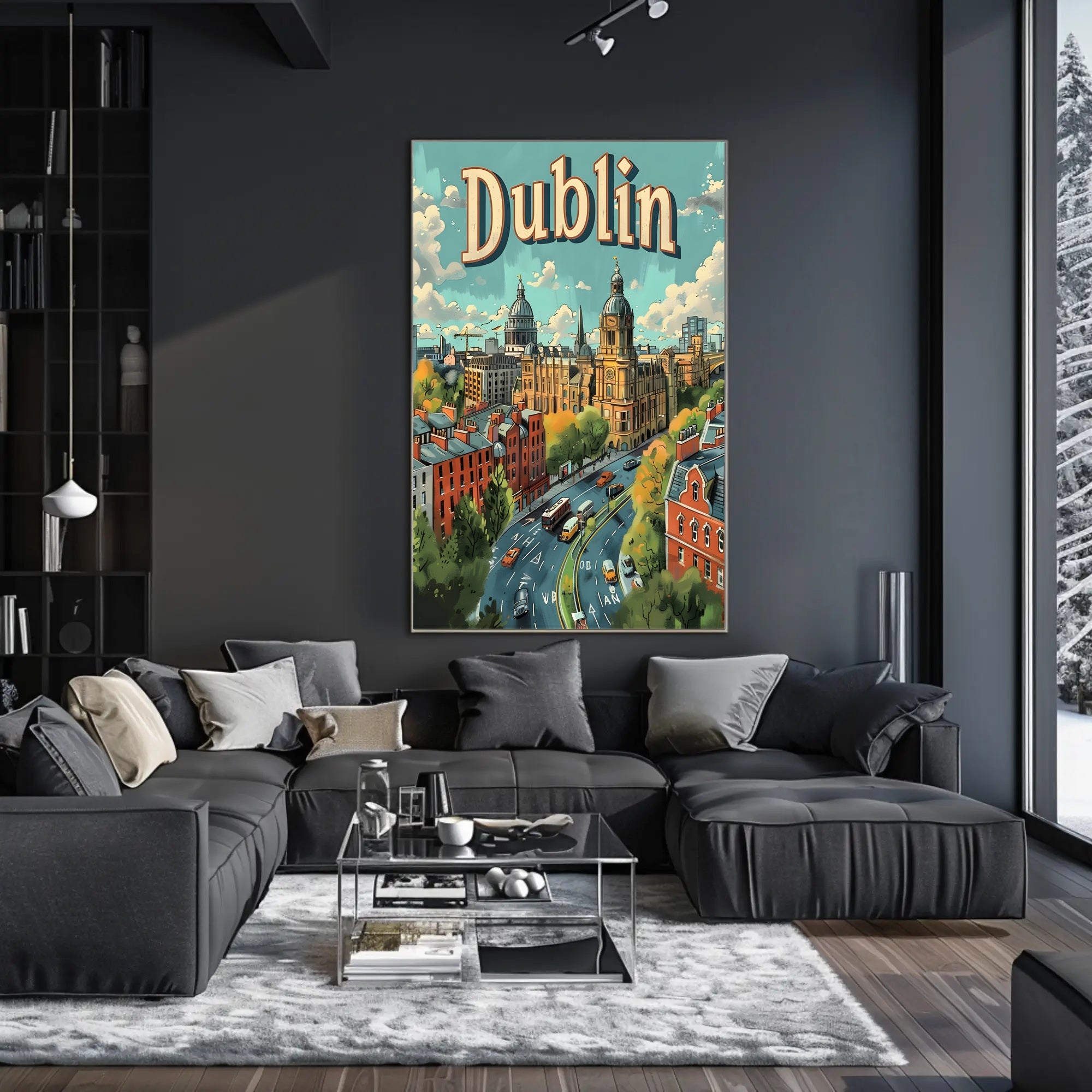 Dublin Illustrated Urban Landscape Travel Poster
