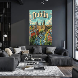 Dublin Illustrated Urban Landscape Travel Poster