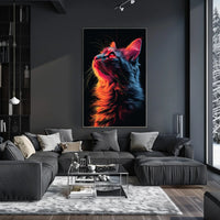Neon Cat Portrait Poster