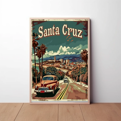 Santa Cruz California Vintage Drive Travel Poster