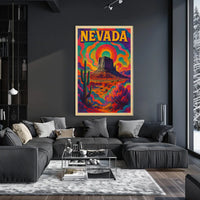 Nevada Psychedelic Desert Landscape Poster