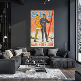 Skiing Adventure in Washington State Vintage Sports Poster PosterGoat