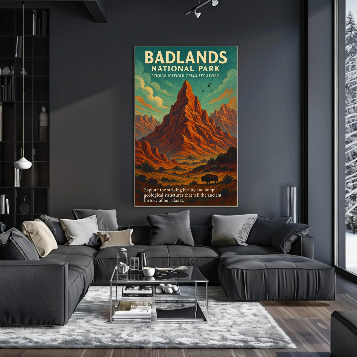 Badlands National Park Vintage Adventure Poster Print