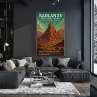 Badlands National Park Vintage Adventure Poster Print