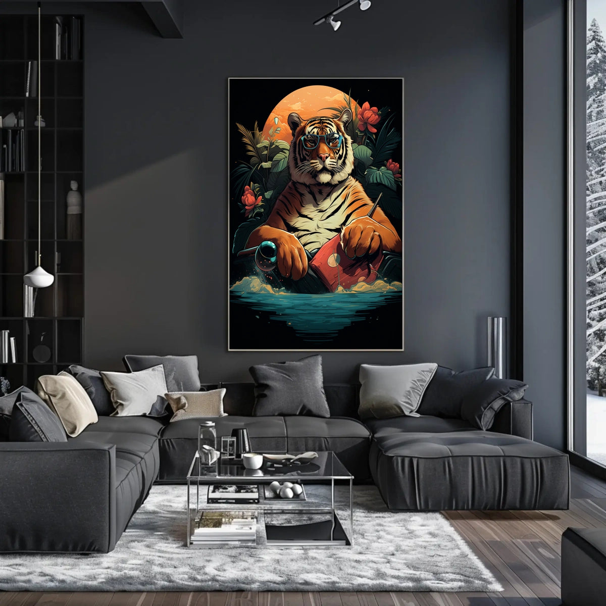 Cool Sunglasses Tiger Art Print Animal Poster