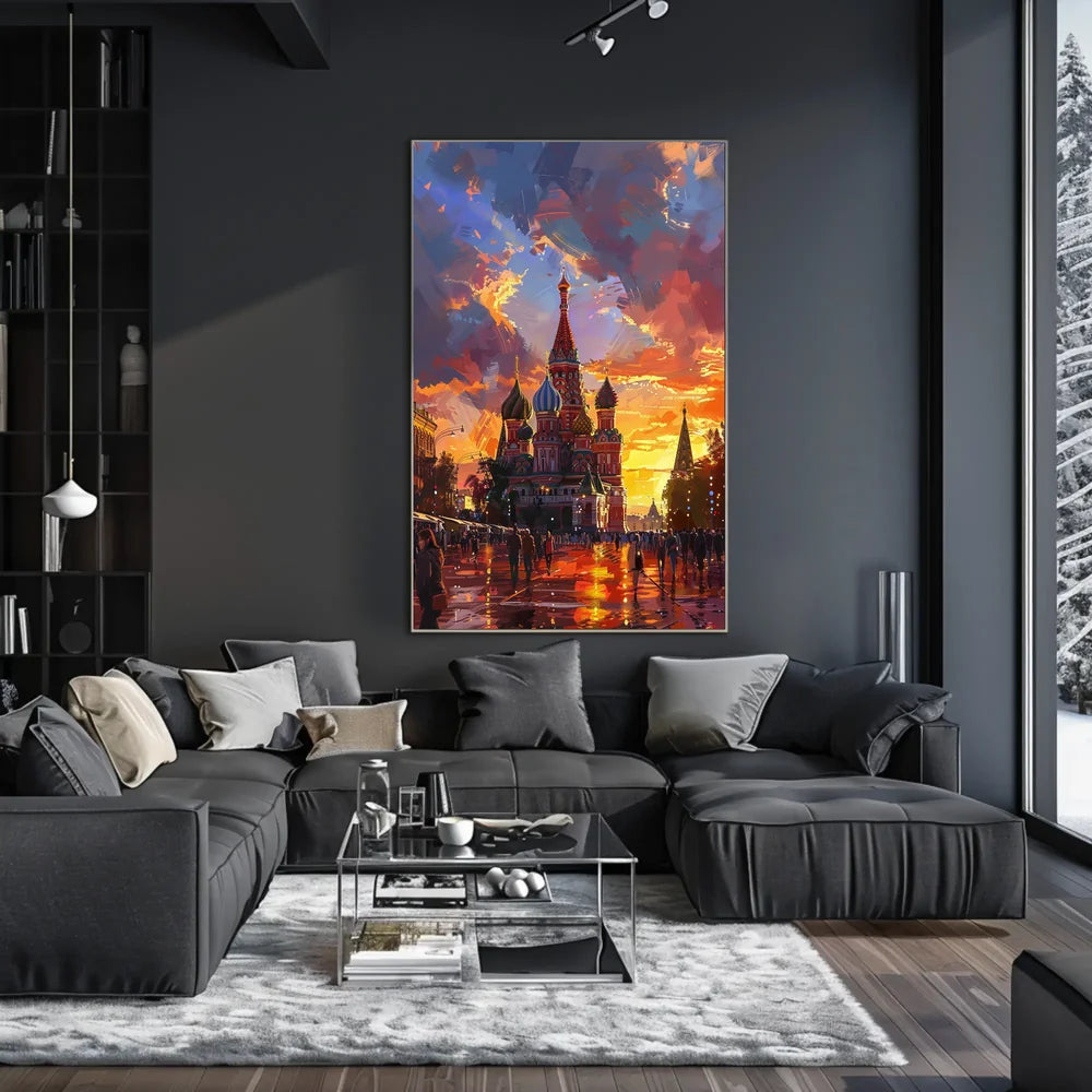 Saint Basil's Cathedral Impressionistic Sunset Poster