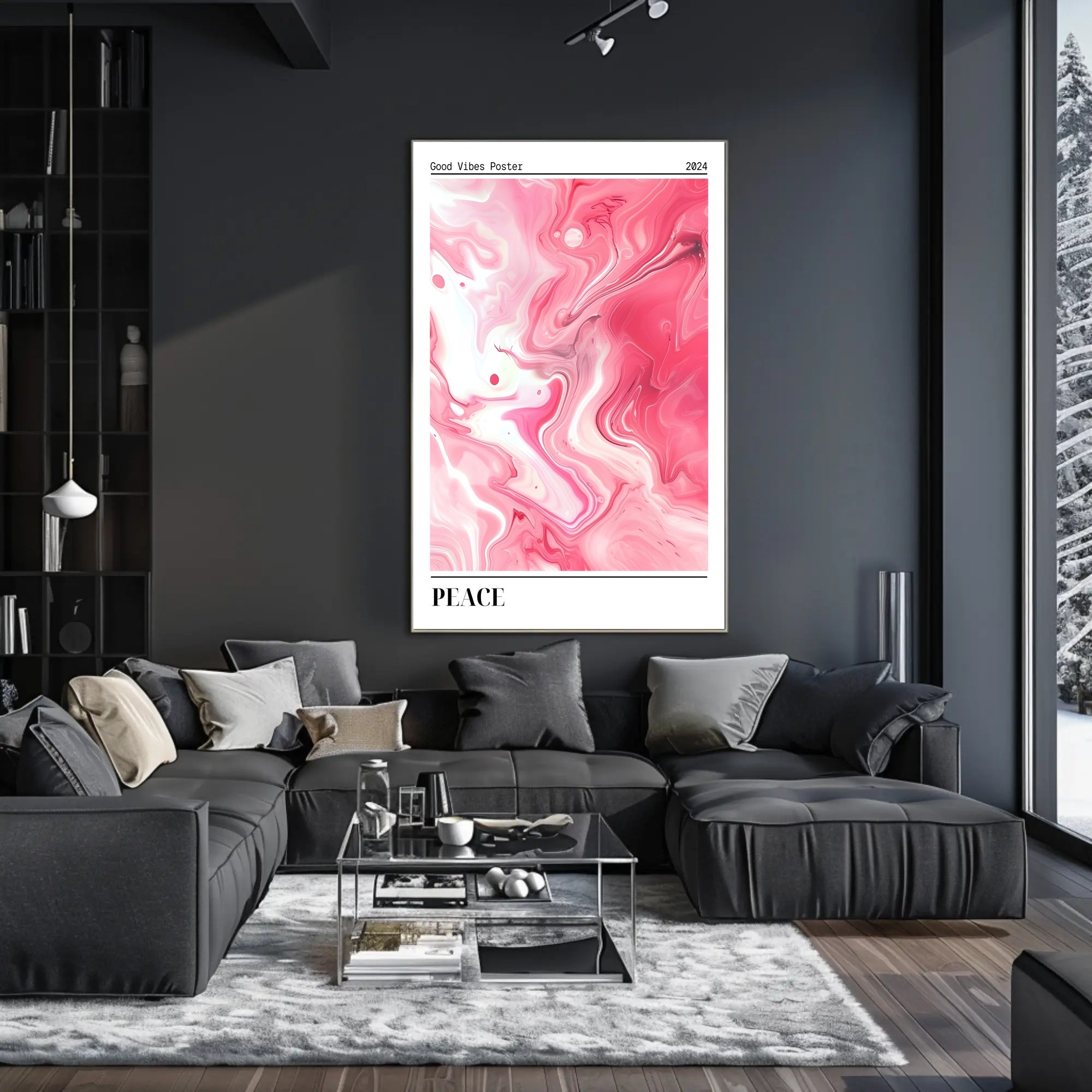 Good Vibes 2024: Serene Swirls Abstract or Artistic Poster PosterGoat