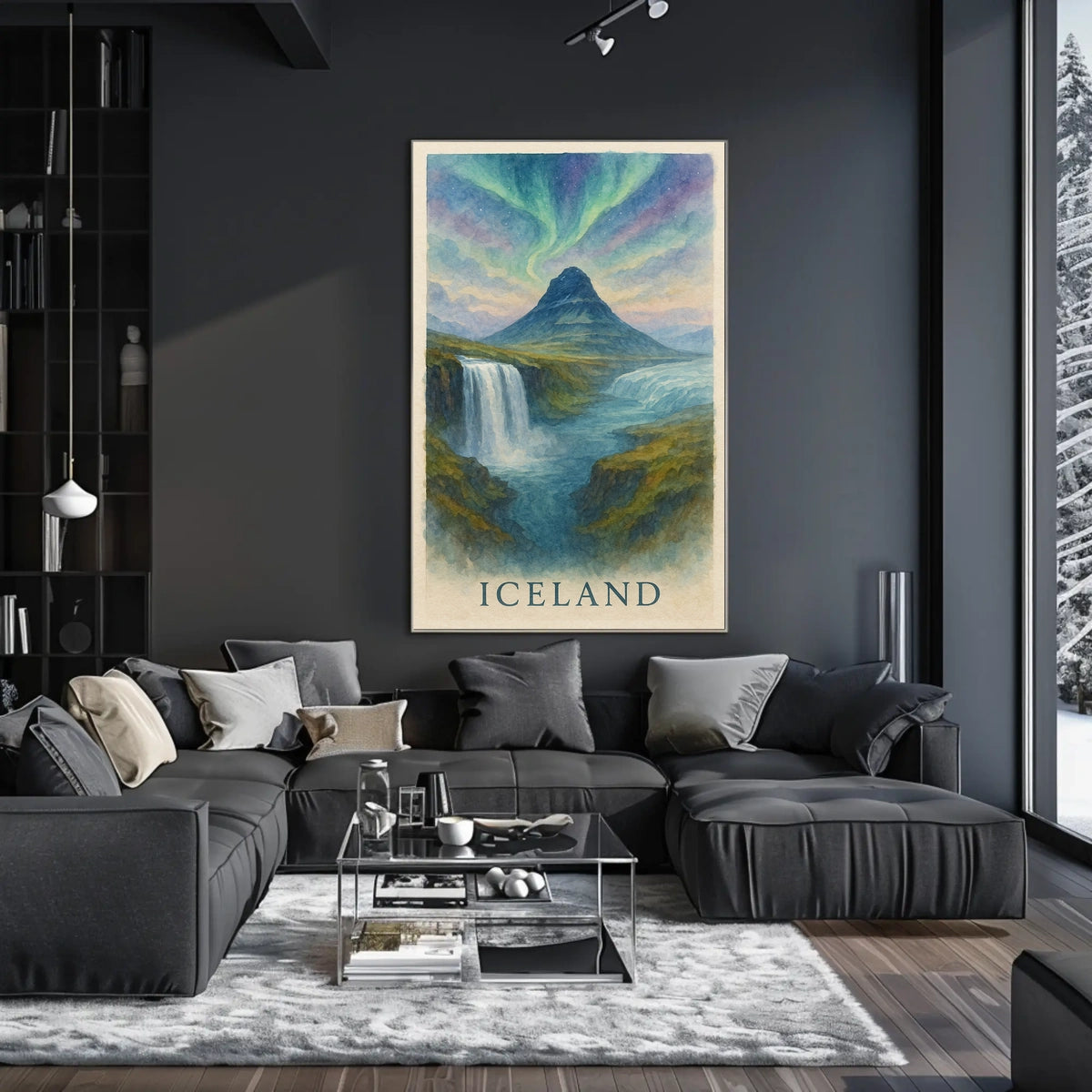 Enchanting Iceland Watercolor Poster