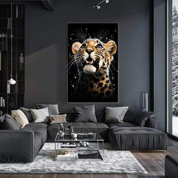 Leopard's Cosmic Wonder: Photorealistic Wildlife Art Poster