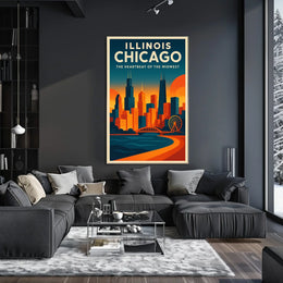 Chicago Skyline Architecture Ferris Wheel Urban Poster