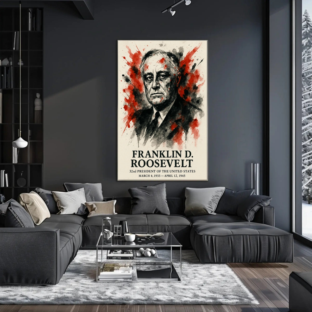 FDR Patriotic Portrait Vintage Historical Presidential Poster