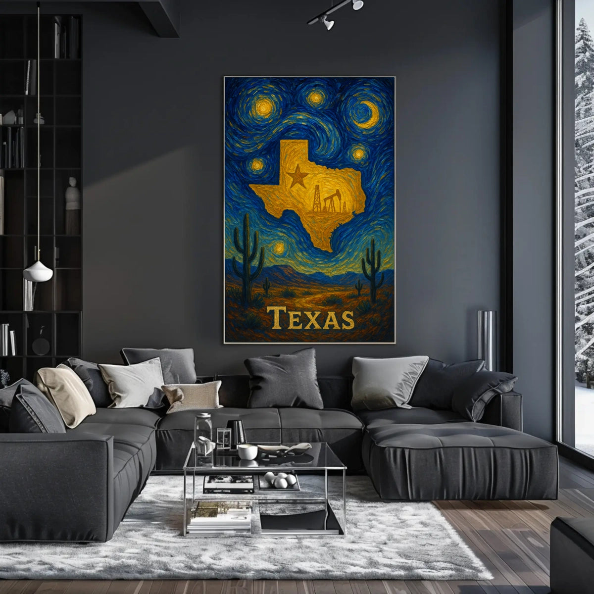 Texas Starry Night: Golden State Abstract or Artistic Poster