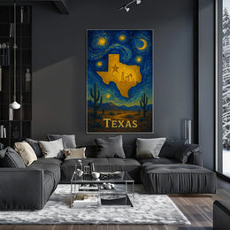 Texas Starry Night: Golden State Abstract or Artistic Poster