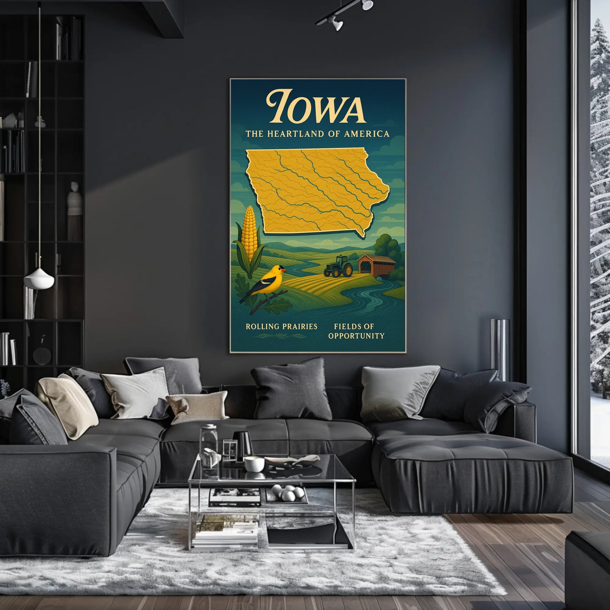 Iowa Heartland Vintage Travel Poster