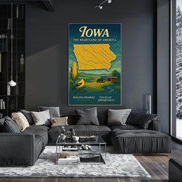 Iowa Heartland Vintage Travel Poster