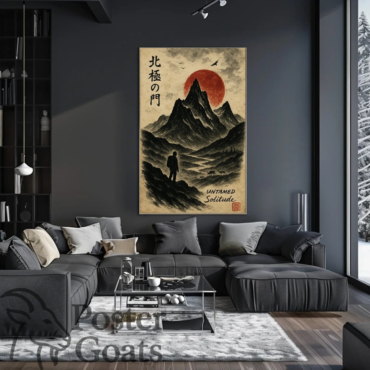 Untamed Solitude: Majestic Mountain Scene Cultural or Heritage Poster