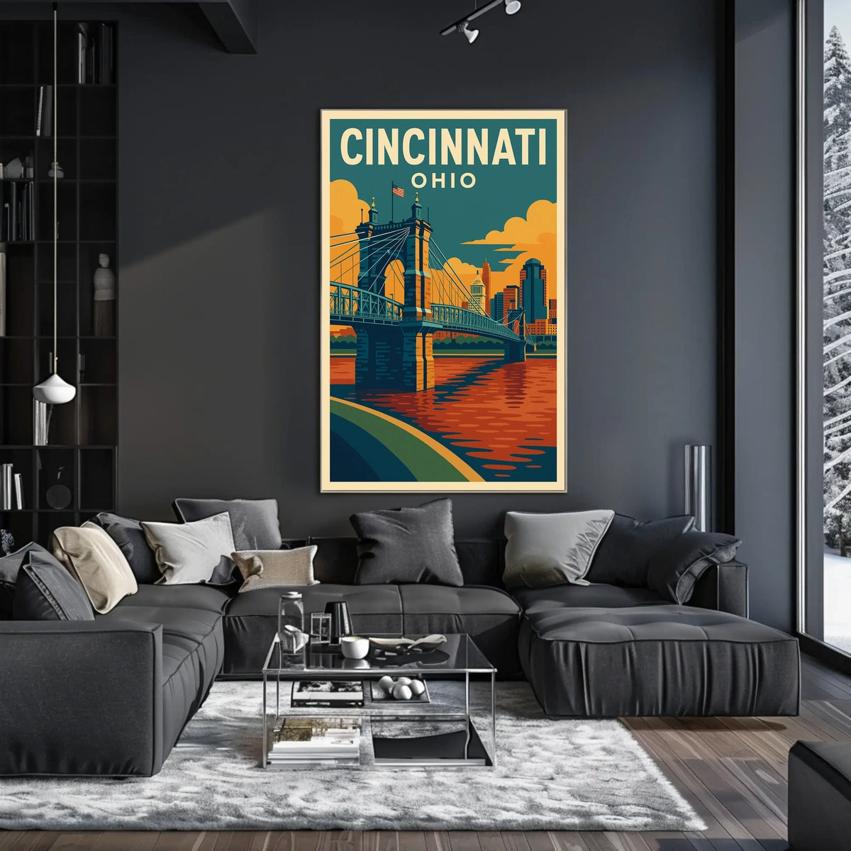 Cincinnati Cityscape Minimalist Wanderlust Poster