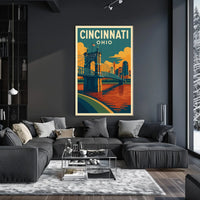 Cincinnati Cityscape Minimalist Wanderlust Poster