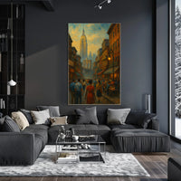 Historic Cityscape Poster Impressionist Nostalgic Home Decor