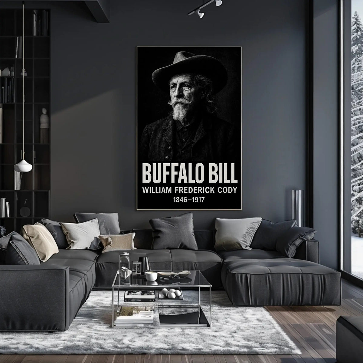 Buffalo Bill Monochrome Portrait for Cultural Heritage Poster