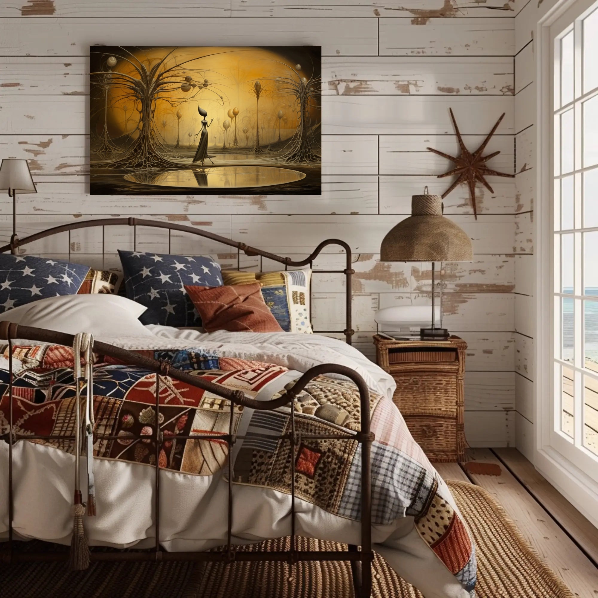Surreal Dreamscape with Ethereal Figure: Fantasy Poster