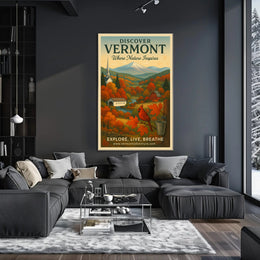 Vermont Scenic Travel Poster Vintage Nature Print