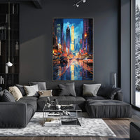 Energetic Nightlife In Modern City Poster Modern Wall Art