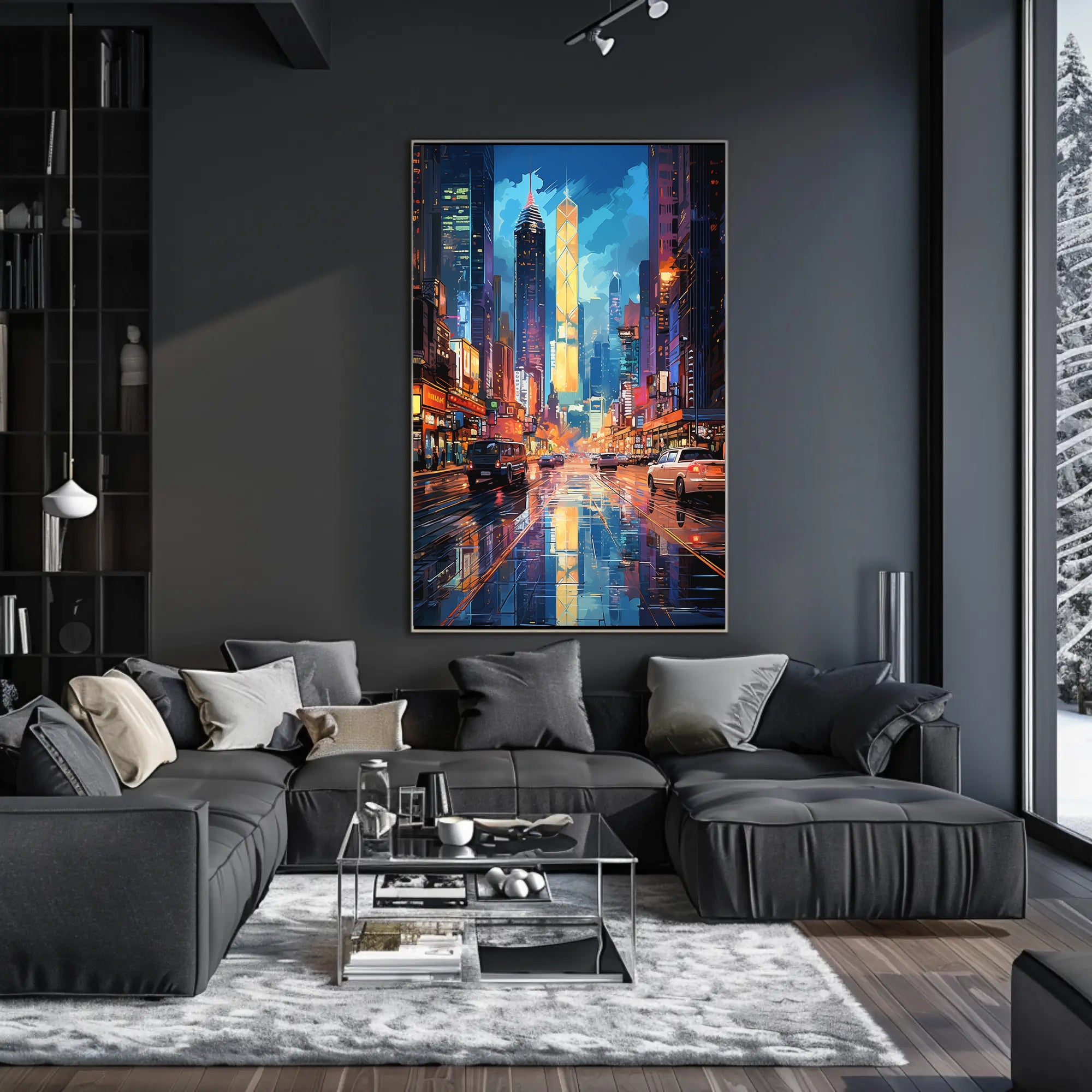 Energetic Nightlife In Modern City Poster Modern Wall Art