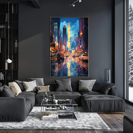Energetic Nightlife In Modern City Poster Modern Wall Art