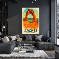 Arches National Park Watercolor Adventure Poster Art