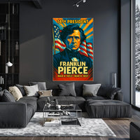 Franklin Pierce 14th President of the United States Colorful Comic Book Style Poster