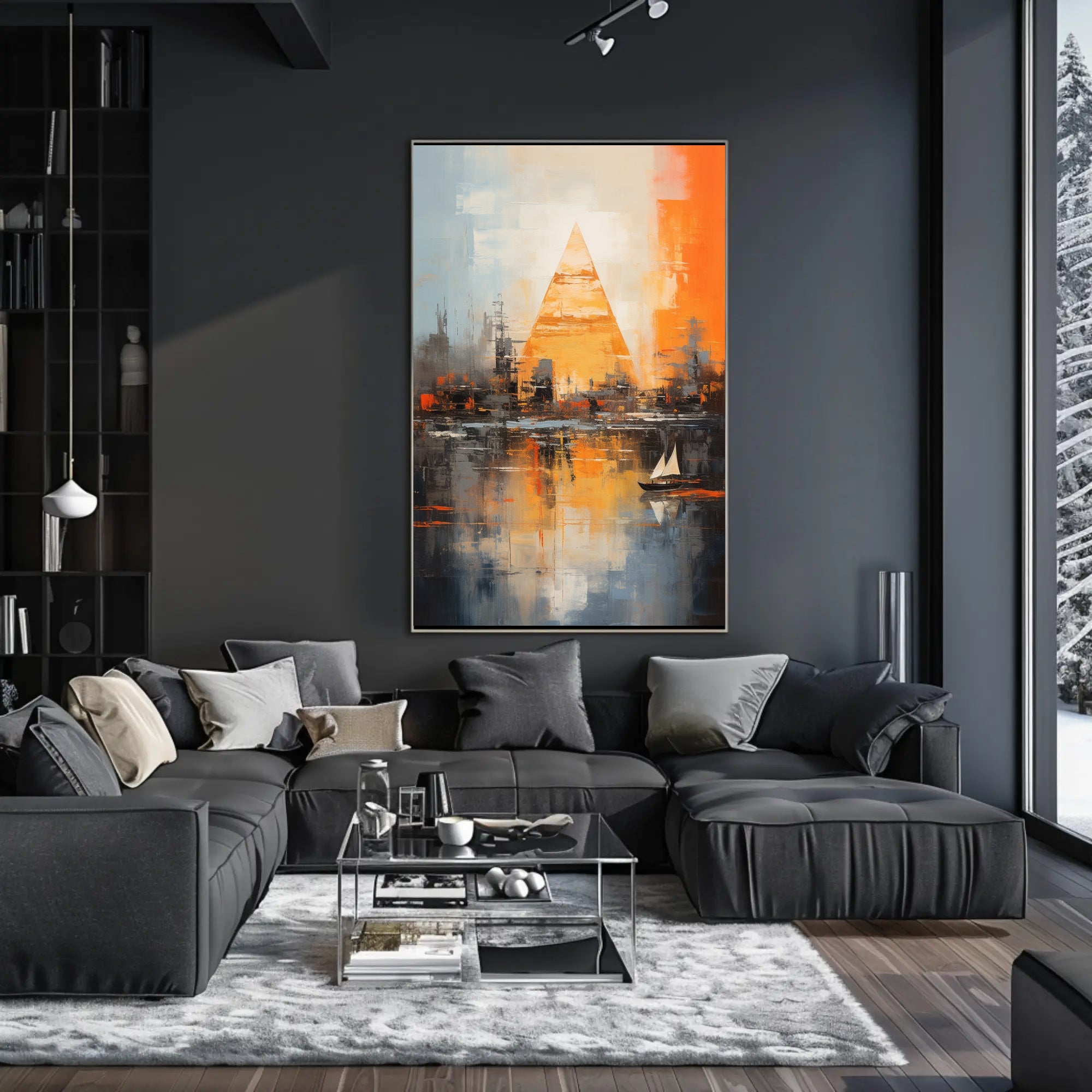Pyramid Oasis Dreamscape Abstract Artistic Poster