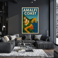 Amalfi Coast Poster Wall Art 18x24 Coastal Landscape