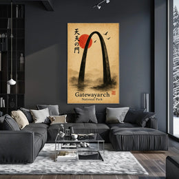 Gateway Arch National Park East Asian Art Ink Painting Poster