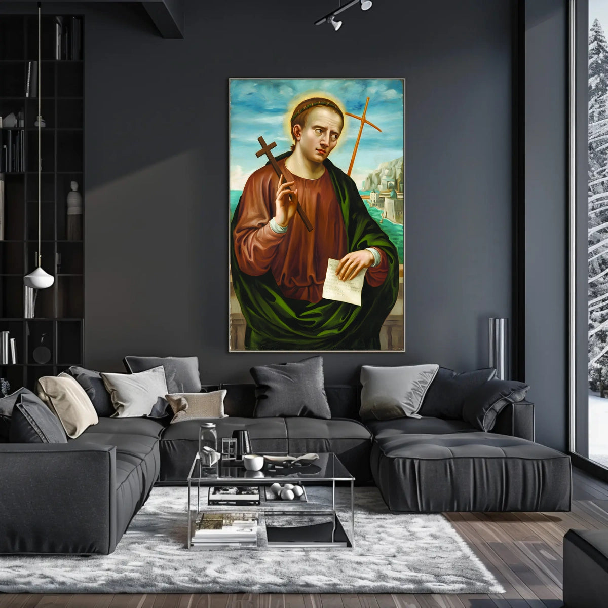 Saintly Portrait with Cross Poster