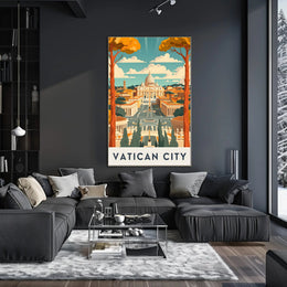 St. Peter's Basilica Art Deco Vatican Travel Poster