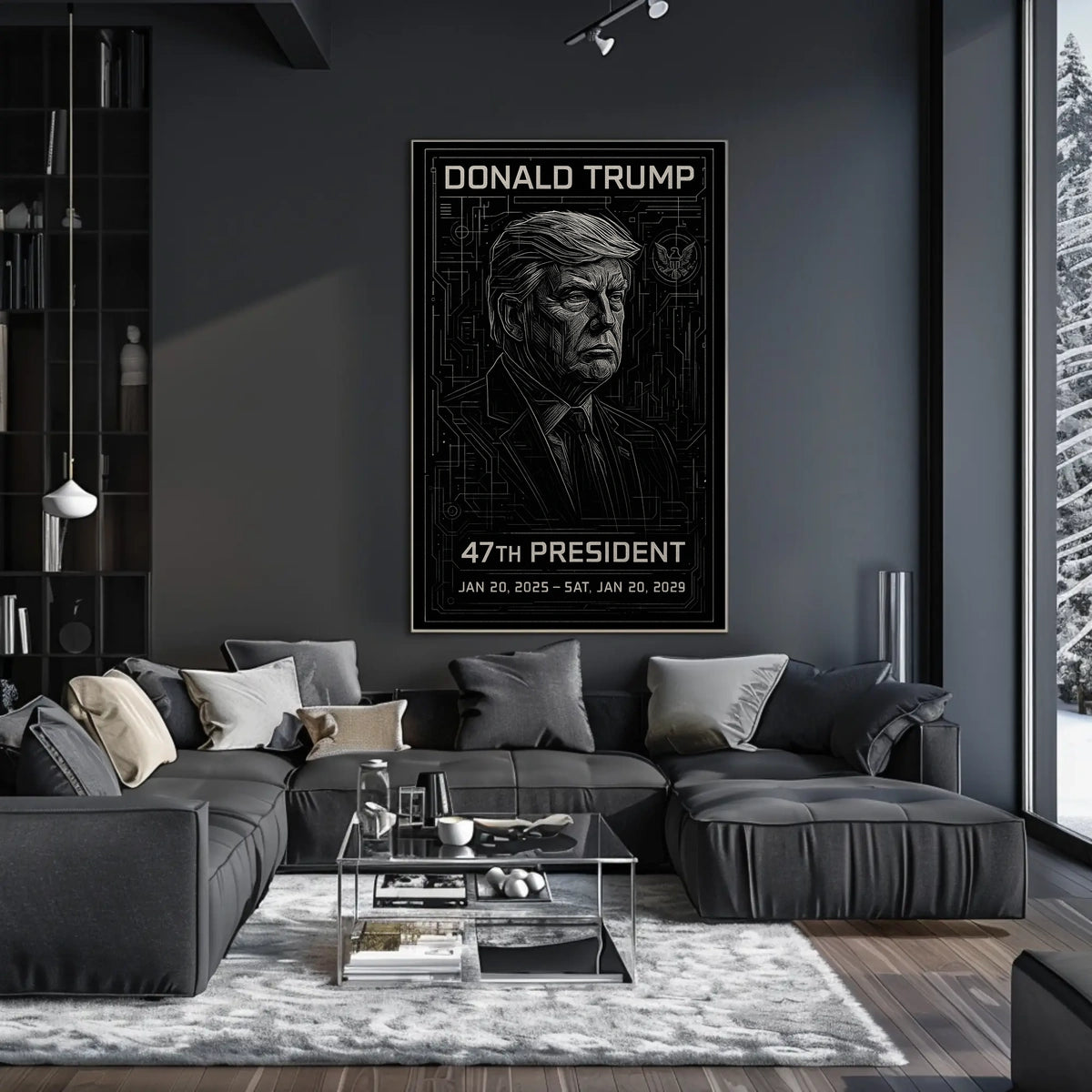 Donald Trump Visionary Leader in Futuristic Elegance Poster