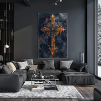 Gothic Skull Cross Art Print Poster