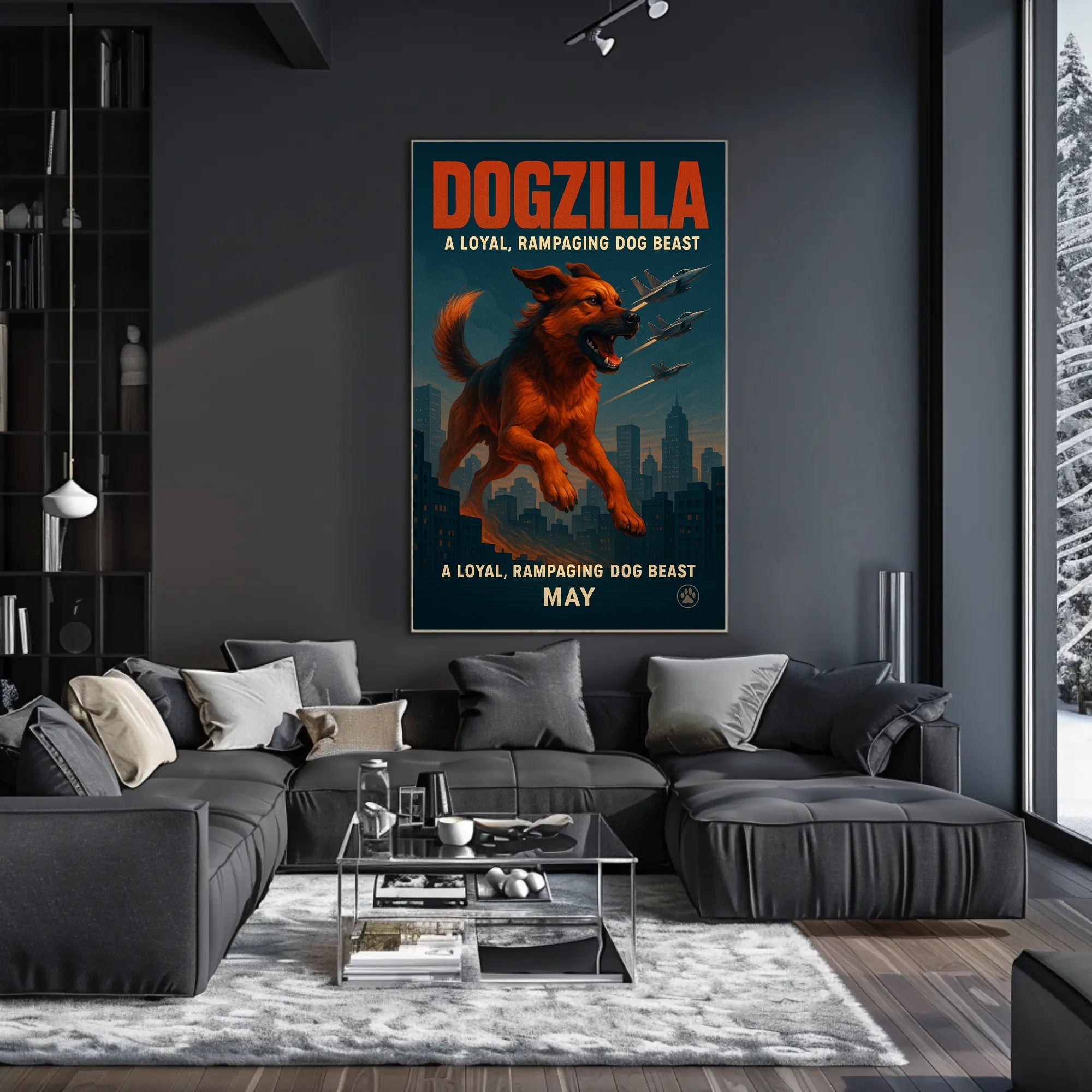 Dogzilla Rampaging Dog Beast Poster PosterGoat