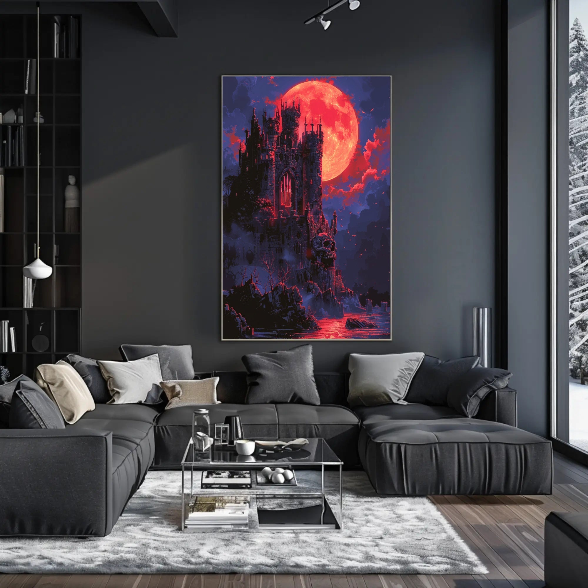 Blood Moon Castle Art Print Poster for Home Decor PosterGoat