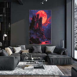 Blood Moon Castle Art Print Poster for Home Decor PosterGoat