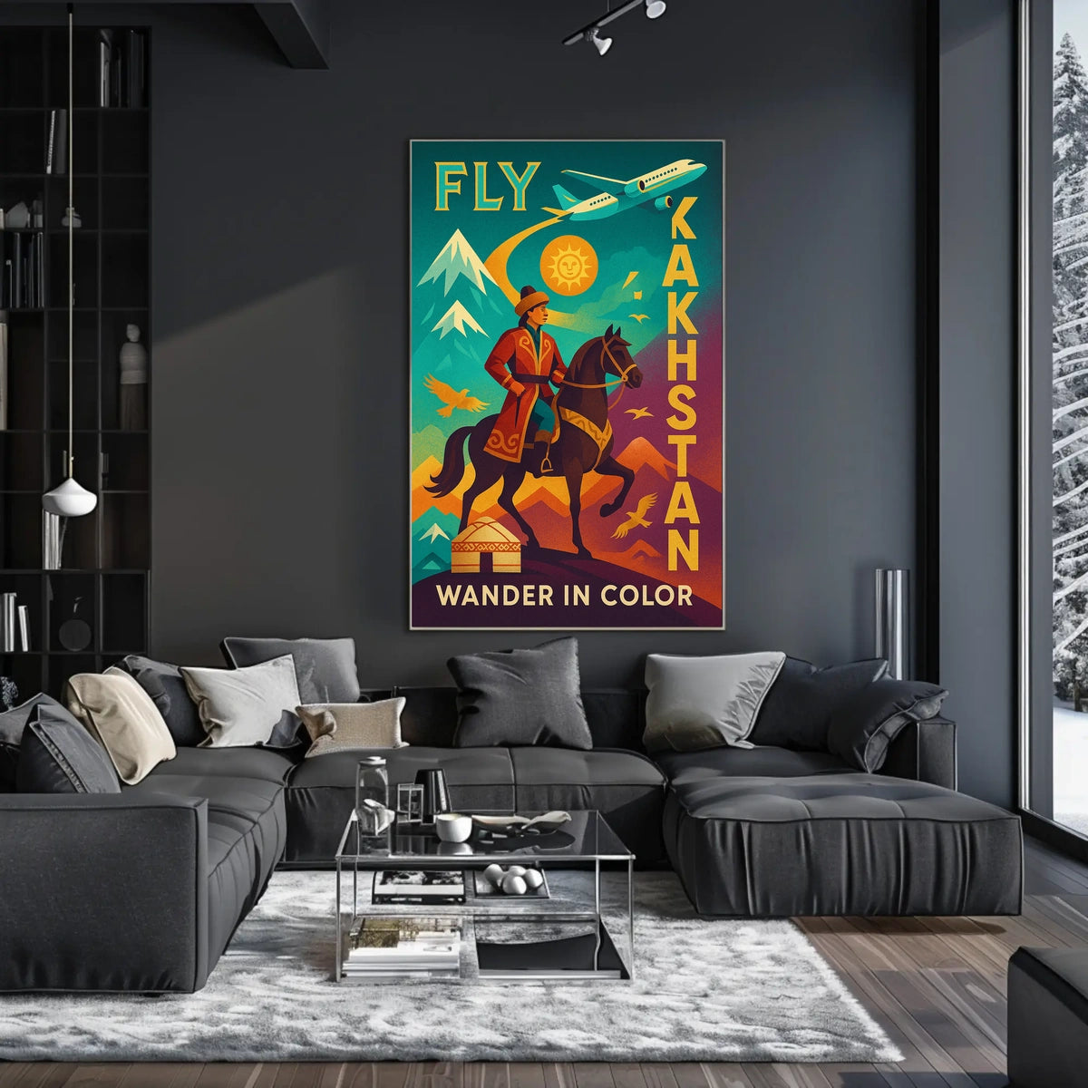 Fly Kazakhstan Wander In Color Poster