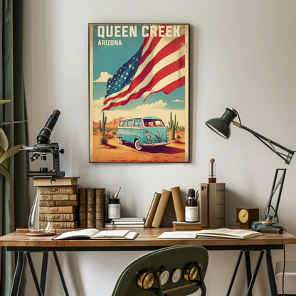 Queen Creek Arizona Vintage Travel Poster Artwork