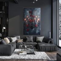 Gothic Chandelier and Rose Poster Poster