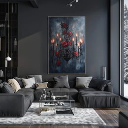 Gothic Chandelier and Rose Poster Poster