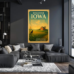Iowa Countryside Vintage Travel Poster