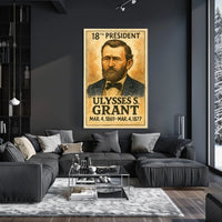 Ulysses S. Grant 18th President of the United States Exaggerated Cartoon Sketch Poster