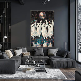 Dancing Ghosts Cartoon Disco Festive Poster